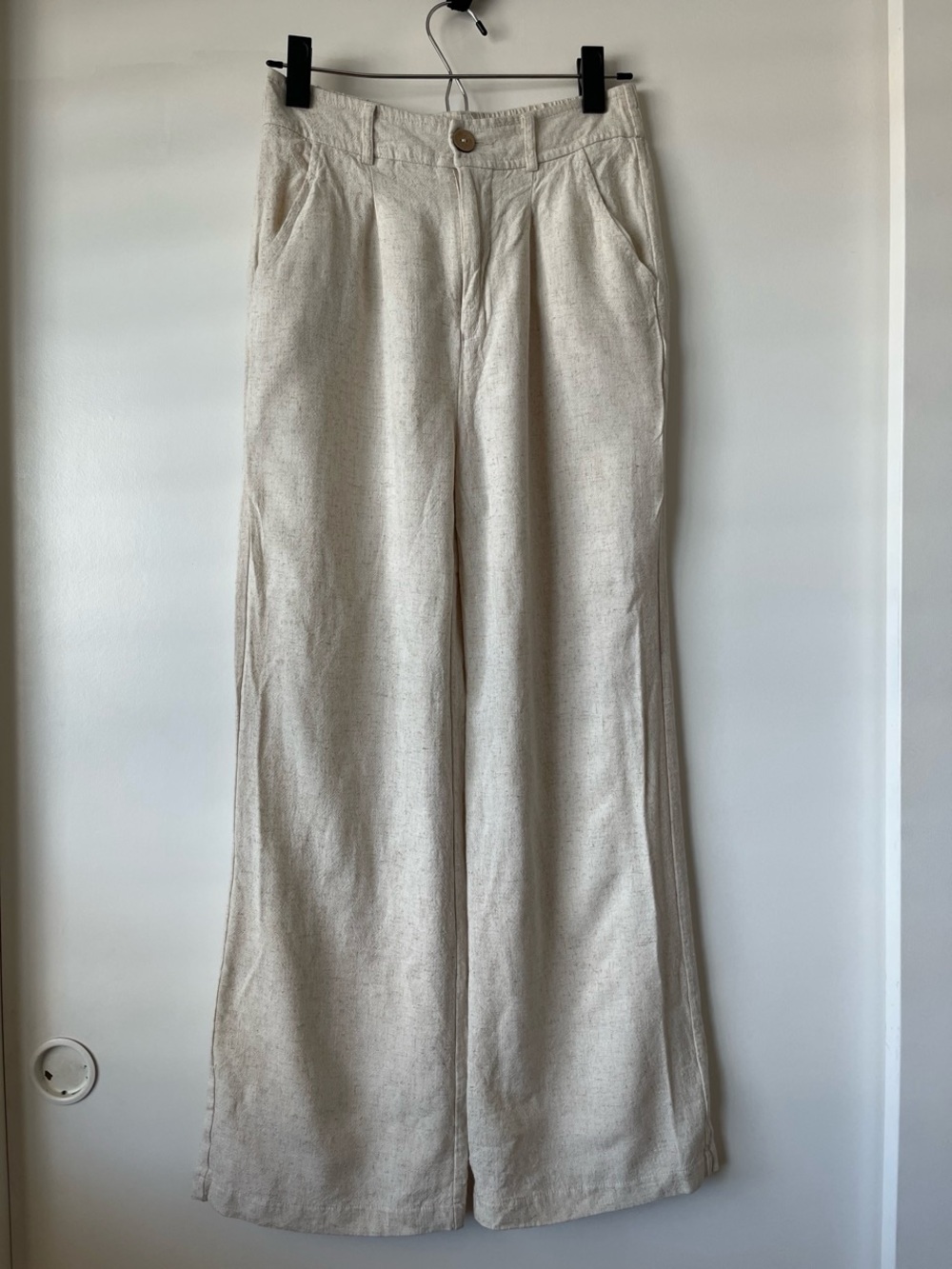 Linen Beige Wide-Leg Women’s Pants